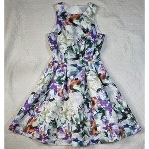 NWT H&M White Floral Fit & Flare Dress with Pockets